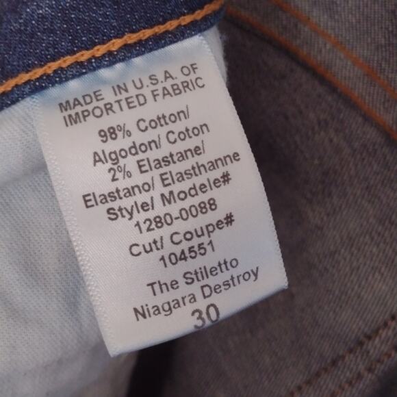 Current/Elliott Stiletto Niagara Destroy Distressed Denim Blue Skinny Jeans 30 - Picture 12 of 15